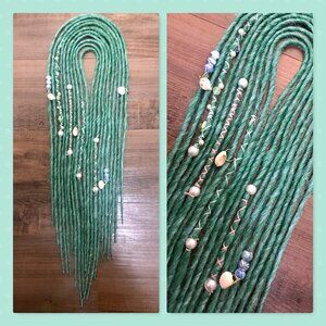 10 Twisted Double Ended Decorated Dreadlock Extensions Mermaid Seafoam Green